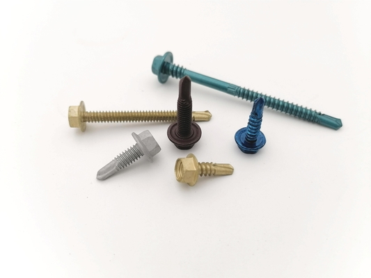 ซื้อ สกรูเจาะตนเอง Hex Washer Head พร้อมพื้นผิวเคลือบป้องกันการกัดกร่อนสีสันสดใสเกรดสูง online manufacture
