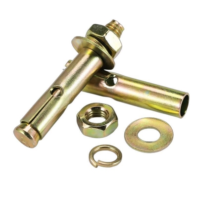เหล็กคาร์บอน สีแดง Plated Sleeve Expansion Anchor Bolt กับหลุม C / W Hex Nut & Wahser